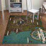 Unti-skid Polyester Printed country map Area Rugs and Carpets living room center