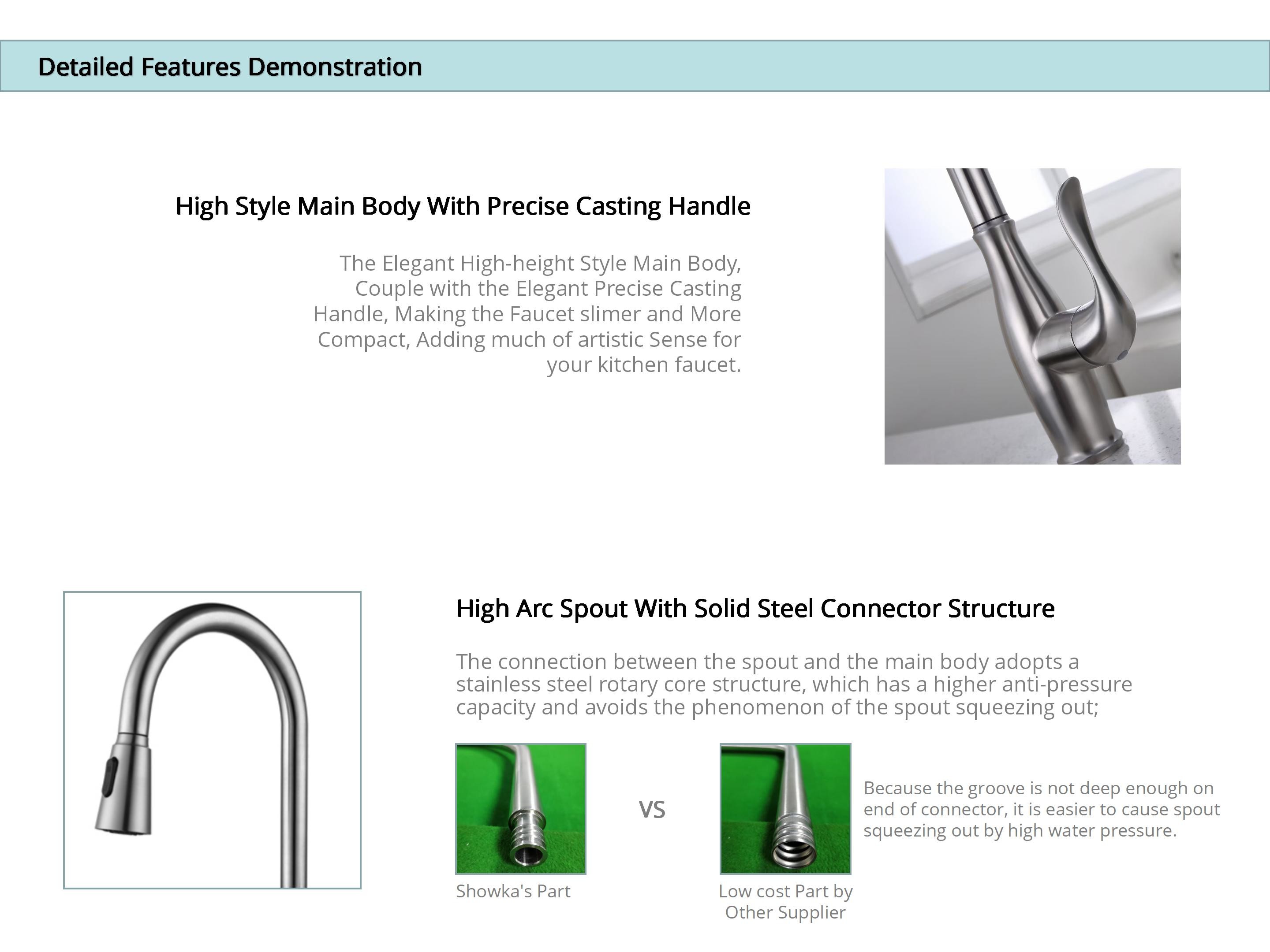 Anti Clogging Nozzle High Arc Kitchen Faucet ODM Extendable Sink Tap