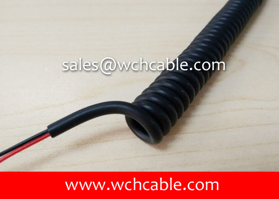 UL21686 TPU Curly Cable 28AWG 13C OD6.0mm VW-1 Matt Black L=300mm 80C 30V