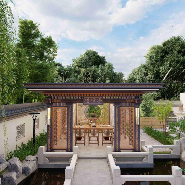 New Chinese Style Aluminum Alloy Garden Pavilion Arbor Kiosk Modern Take On
