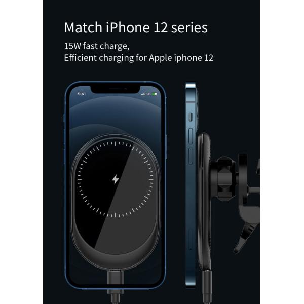 15W Fast Magsafe Car Mount Wireless Charger For Apple Iphone 12