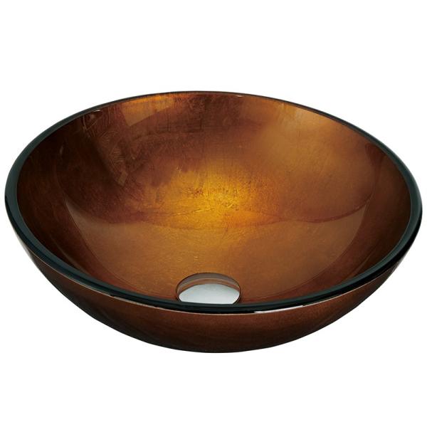 420mm Tempered Glass Sink Foil Gold Bathroom Countertop Wash Basins