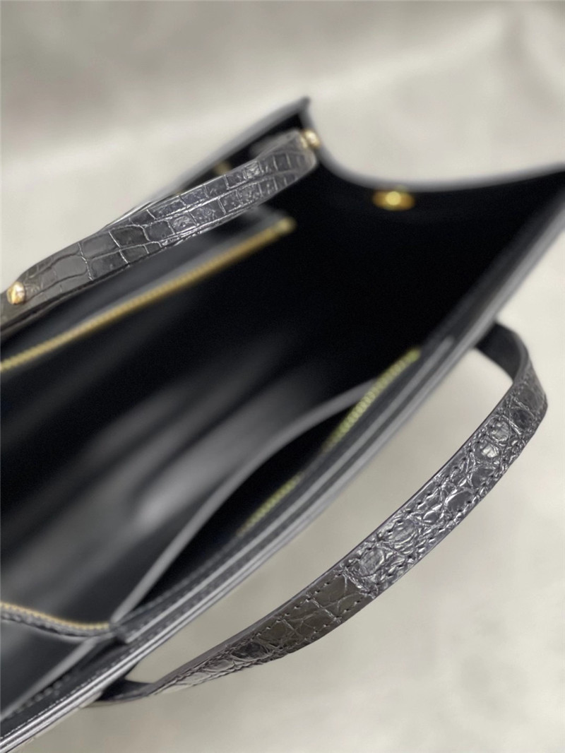 Authentic Crocodile Belly Skin OL Lady Large Working Purse Female Handbag Genuine Alligator Leather Women Shoulder Bag