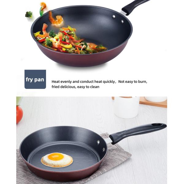 6 Pieces Red Cast Iron Cookware Set Nonstick Soup Pots For Kitchen