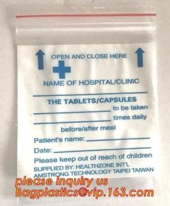 China Custom printed LDPE medical Zip lockk pills medicine zipper resealable small plastic bag, medical grade clear plastic zipp on sale
