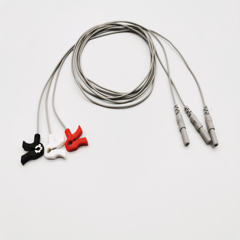 No Sterile 10 leads Gray Din Type Neonate Ecg Cable 3 ft TPU Jacket