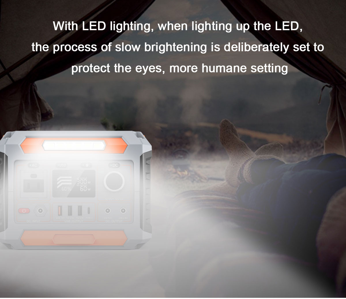 1x AC Pure Sine Wave Output Solar Power Supply with Flashlight and Lithium Ion Battery