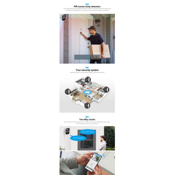 Outdoor Waterproof IP65 low power Base station battery camera kit include 2Pcs Wifi Battery camera