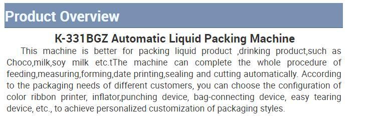 Liquid Chocolate/Coffee/Milk Fully Automatic Food Filling Packaging Machine
