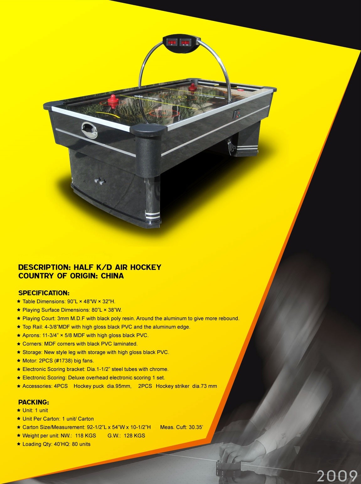 Universal Full Size Air Hockey Table High Level 7.5 FT For Adults Pushers Pucks