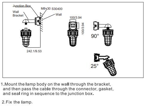 Spot Light Copper Free Aluminum Housing Tempered Glass IP66 Emergency Battery Back Up Explosion Proof Light G SERIES