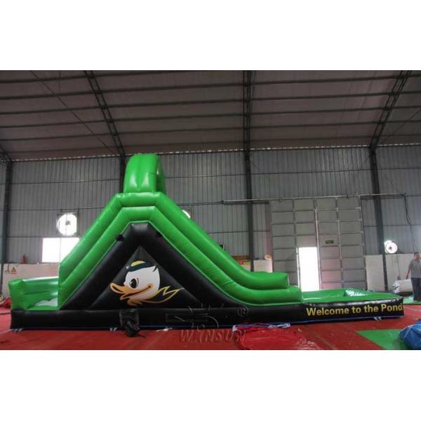 Green Color Large Inflatable Slide With Pool WSS-247 PVC Material CE Standard