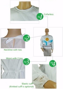 YIHE CE Disposable Isolation Gown , PP SMS Blue Isolation Gowns