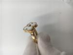 Vintage Alhambra Yellow 18k Gold Ring Round Diamond With White Mother Of Pearl