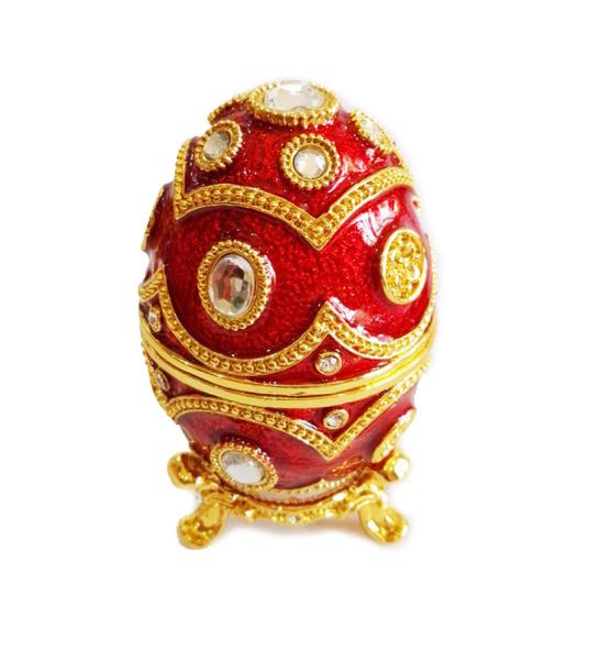 Handmade Enamel Faberge Easter Egg Jewelry box Luxury Blue Faberge Easter Egg