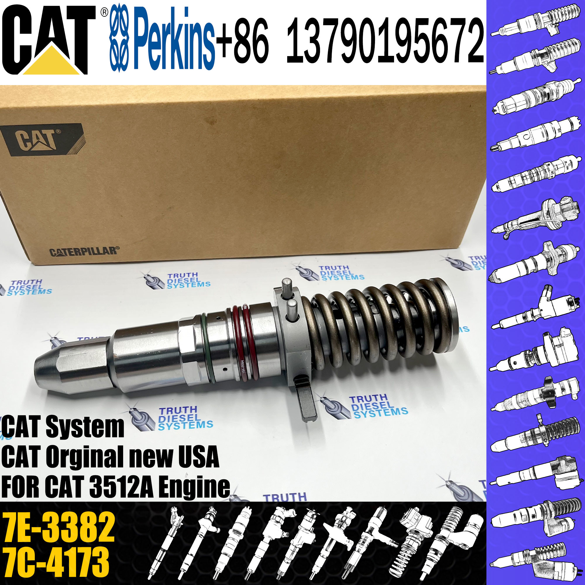 3516 3512 3508 Engine Fuel Injector 0R-2921 7E-3382 7C-9578 10R3053 7E-3381 9Y-0052 For C-A-T
