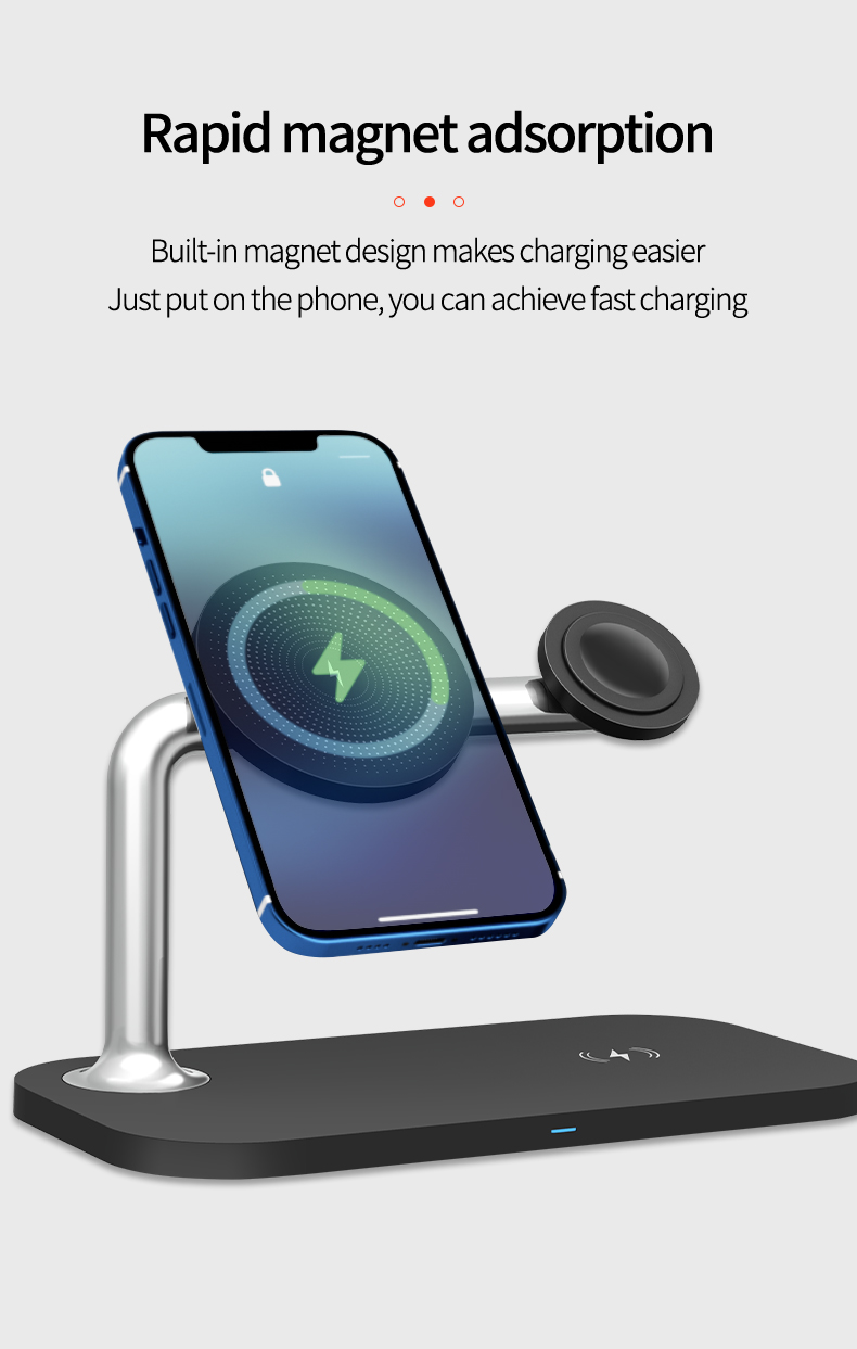 ABS Electroplating Rubber Oil Wireless Charger Stand for Fast Charging Output 3W