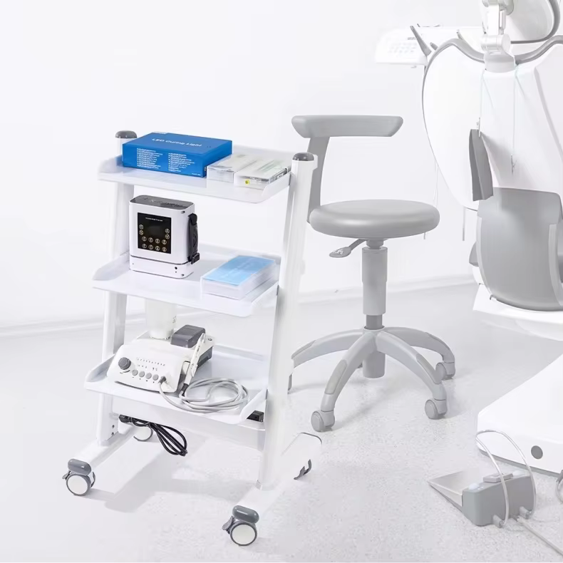 Hospital Dental Metal Tool Cart 3 Layer Dental Mobile Cart Tools Beauty Salon Storage Trolley
