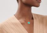 18k White Gold Diamond And Turquoise Circle Pendant with 16-18inch Chain