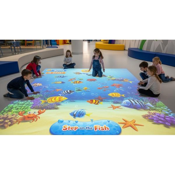 Interactive Floor Projection Game: Step on Fish Fun