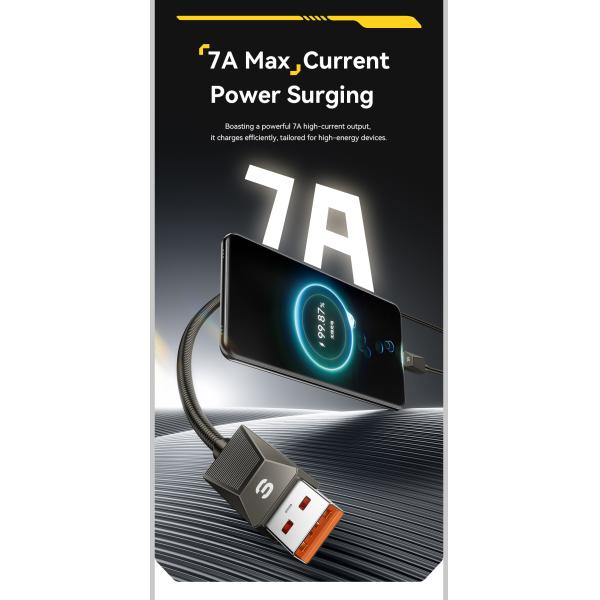 ESSAGER ES-X75 Stainless Steel 7A Usb A To Type C Fast Charging Data Cable For Huawei Samsung Xiaomi