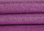 Purple Wedding Card Chunky Glitter Fabric , Shining Surface Fine Glitter Fabric