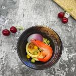 4.5" Custom A5 Black Frosted Round Melamine Noodle Bowl For Hotel Party