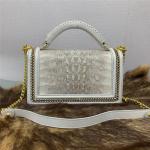 Authentic Crocodile Skin Women White Flap Purse Genuine Alligator Leather Lady