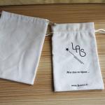 Lightweight 8oz Packaging Drawstring Bag White Color Black Logo Printing