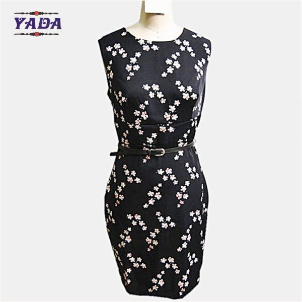 New arrival black small flower loose a line dress womens beach wear ladies
