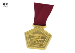 Wholesale Red Polyester Ribbon Custom Graduation Medals , Academic Award Medals For Schools from china suppliers