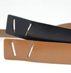 Wide To Narrow 2cm Women's Fashion Leather Belts Double Rectangular Hole Plain