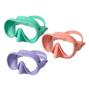 Wholesale Swimming Diving Snorkeling Set with Silicone Skirt Strap and Single Tempered Glass Lens Snorkel Mask Set from china suppliers