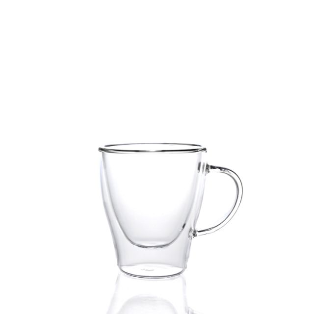 Professional Made High Borosilicate Handle Heat Resistant Double Wall Clear with handle Coffee Glass