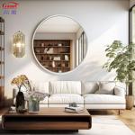 Customized Size Hotel Hair Station Aluminium Alloy Frame Glass Mirror Round Wall