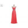 Silver Sequin A Line Ball Gown , Coral Red Chiffon Sweetheart Backless Prom Dress for sale