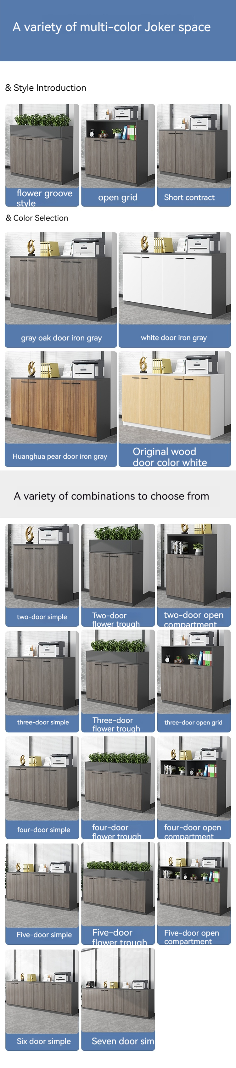 Sturdy and Durable Wooden Shelves Staff Sideboard Storage File Cabinet for Office
