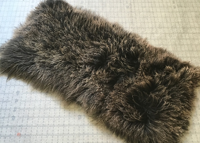 Purple Long Hairs Mongolian Sheepskin Rug Windproof For Making Winter Garment