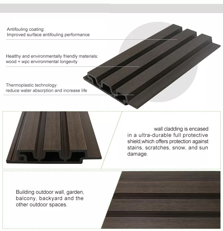 Wood Plastic Composite Decorative Wall Panels with High Class 3D WPC Cladding
