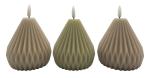 Halloween Christmas Wax Lantern Candle Round LED Light 3pk 9.3*9.3*10.4(13.4)Cm