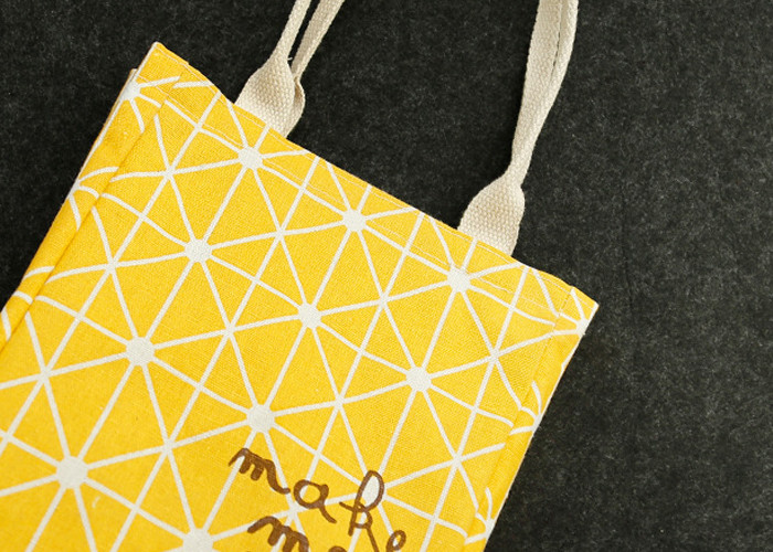 Puting portable lunch bag outdoor travel school kids picnic bag canvas yellow grey customized