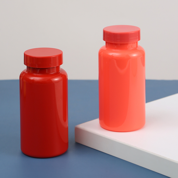 Customized Accepted Logo 150Ml Red Pink Empty Supplement Vitamin Capsule Pill Plastic Bottle for Custom Packaging