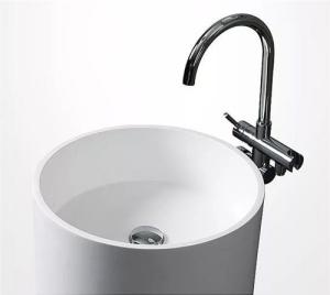Wholesale White Portable Round Stand Alone Sink , One Piece Pedestal Wash Basin Easy Clean from china suppliers