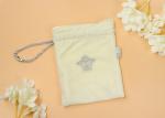 White Color Small Flannel Velvet Gift Pouch With Drawstring Ropes With Metal