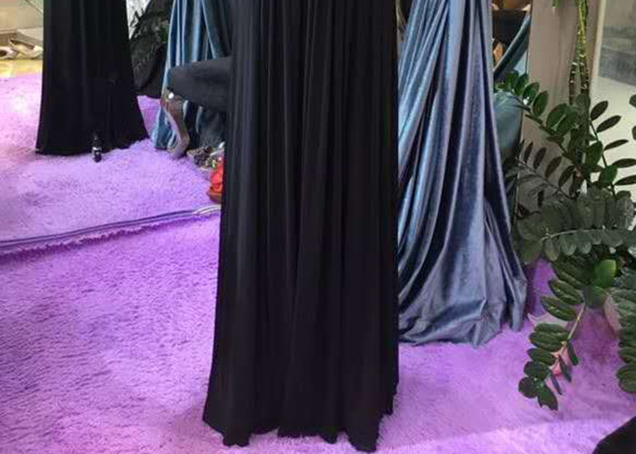 Sling Black A Line Prom Dress Deep V Neck Sweetheart Blue Beading Stretch Fabric