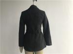 Ladies Black Double Breasted Coat , Large Lapel Collar Wool Melton Coat With