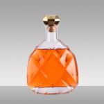 Customized Logo Clear Oblate Shape Glass Bottle For 500ml 750ml Whisky Brandy