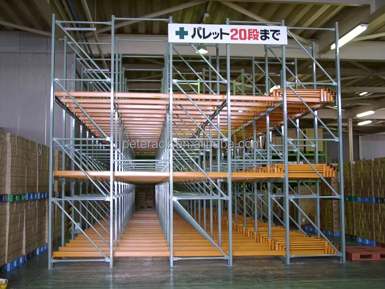 Steel Push Back Pallet Racking System with Adjustable Beams