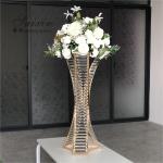 Crystal Gold Flower Vase Metal Stand For Living Room Wedding Table Decoration