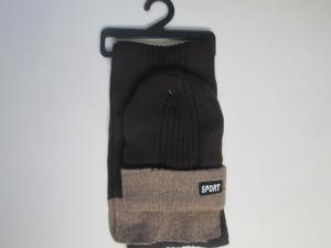 Wholesale MENS acrylic hat&amp;scarf--Jacquard winter set--soft plush lining--Winter or outdoor use from china suppliers